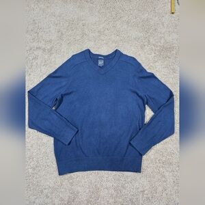 GAP Men's Cashmere Blend Large Blue V-Neck Sweater.
